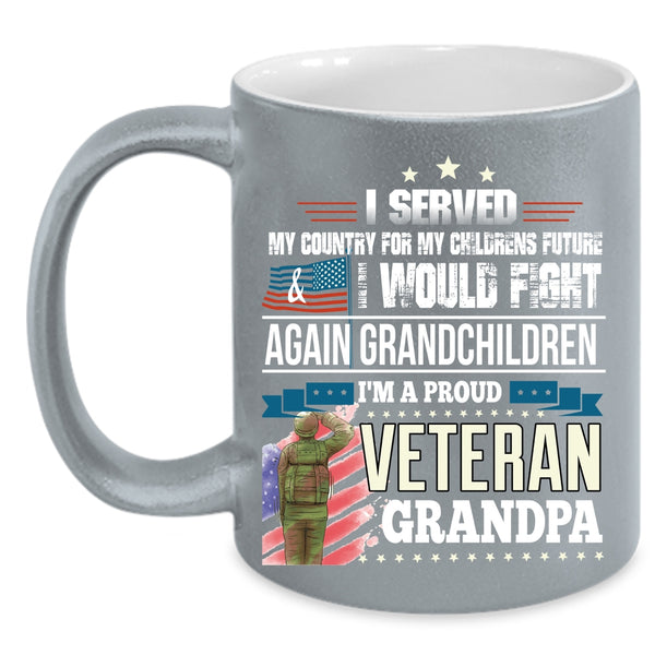 I'm A Proud Veteran Grandpa Coffee Mug, Cool Grandpa Coffee Cup