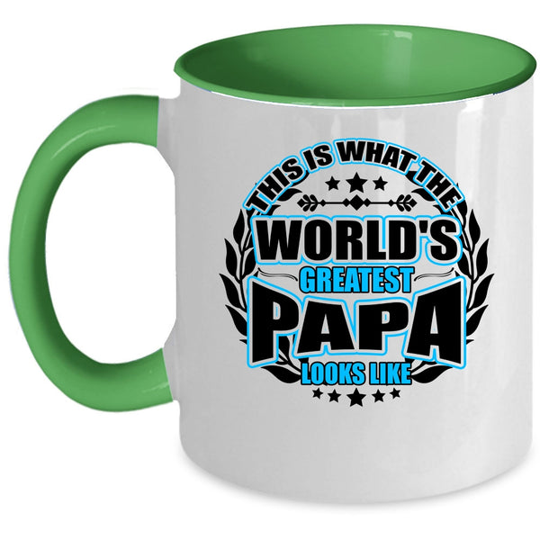 Cute Papa Coffee Mug, What The World's Greatest Papa Look Like Accent Mug