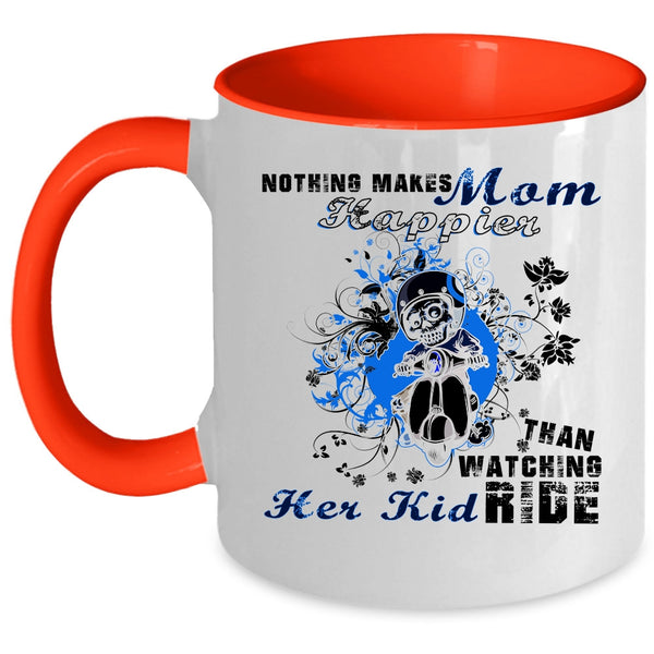 Watching Her Kid Ride Coffee Mug, Nothing Makes Mom Happier Accent Mug