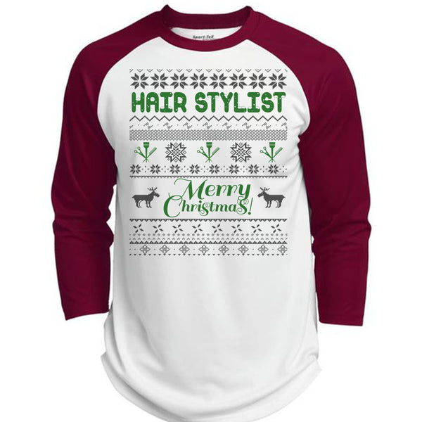 Hair Stylist Merry Christmas T Shirt, I Love Hair Stylist T Shirt, Awesome T-Shirts  (Polyester Game Baseball Jersey)