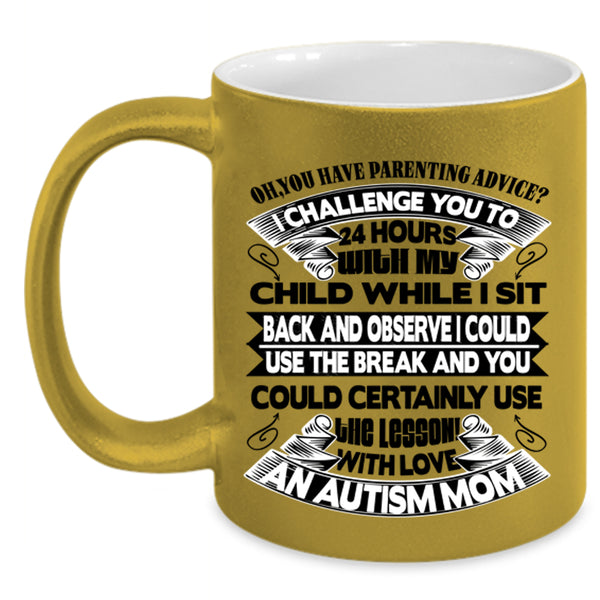 Awesome Mom Coffee Mug, With Love An Autism Mom Accent Mug