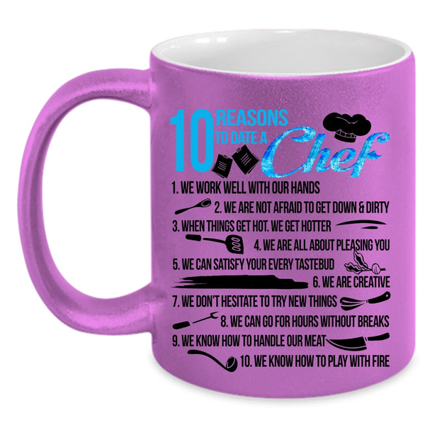 Cool Couple Coffee Mug, 10 Reasons To Date A Chef Accent Mug