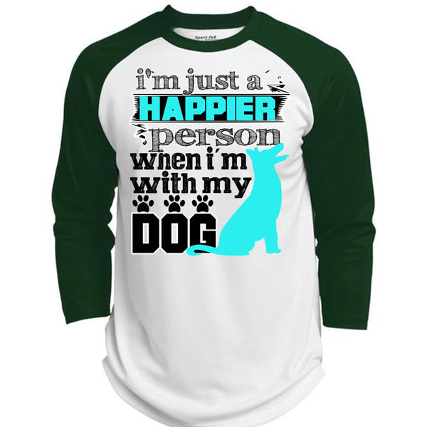 I'm Just A Happier Person T Shirt, I Love My Dog T Shirt, Awesome T-Shirts  (Polyester Game Baseball Jersey)