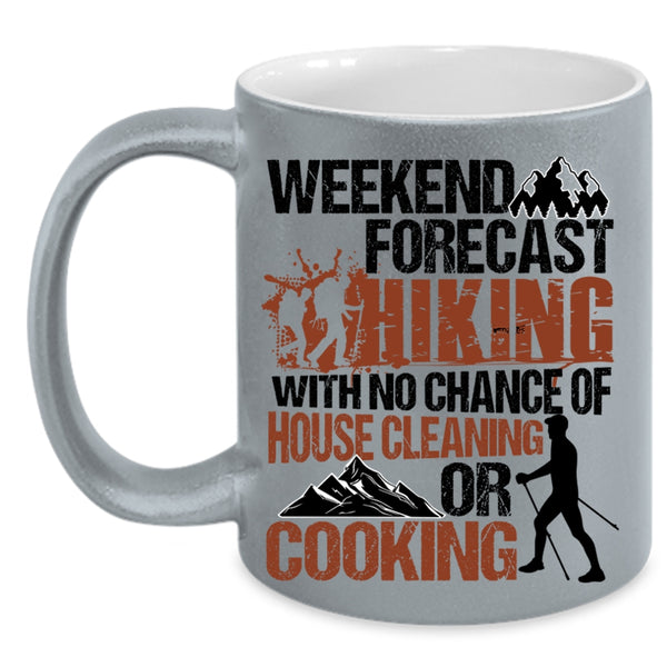 I Love Hiking Coffee Mug, Weekend Forecast Hiking Accent Mug