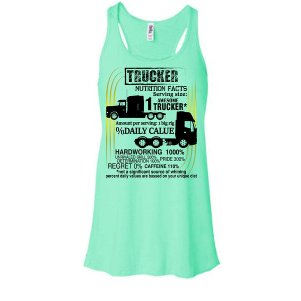 Trucker Nutrition Facts T Shirt, Coolest Trucker Tank Top
