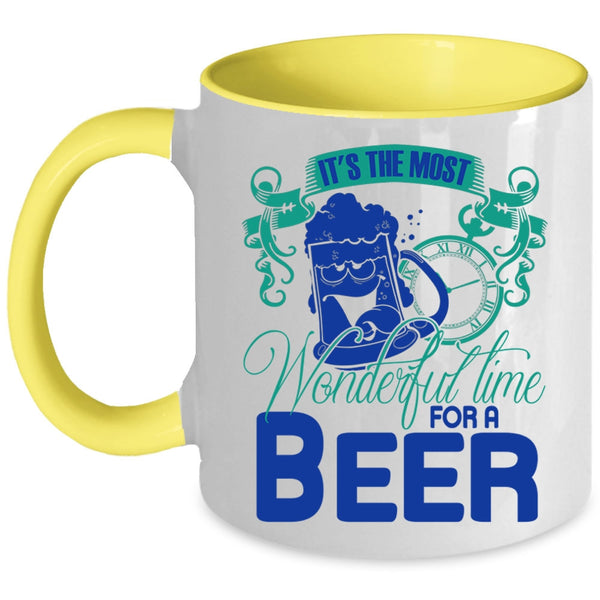 Cool Beer Drinker Coffee Mug, It's The Most Wonderful Time For A Beer Accent Mug