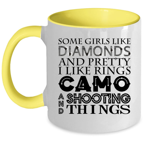 I Like Rings Camo And Shooting Coffee Mug, Pretty Girls Accent Mug