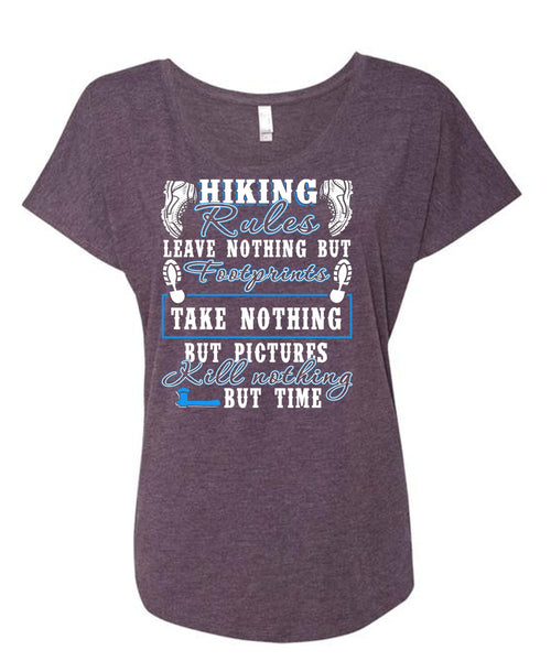 Hiking Rules T Shirt, Footprint T Shirt, Cool Shirt (Ladies' Triblend Dolman Sleeve)