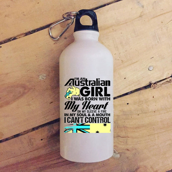 I'm An Australian Girl 20 oz Stainless Steel Bottle,I Was Born With My Heart Outdoor Sports Water Bottle