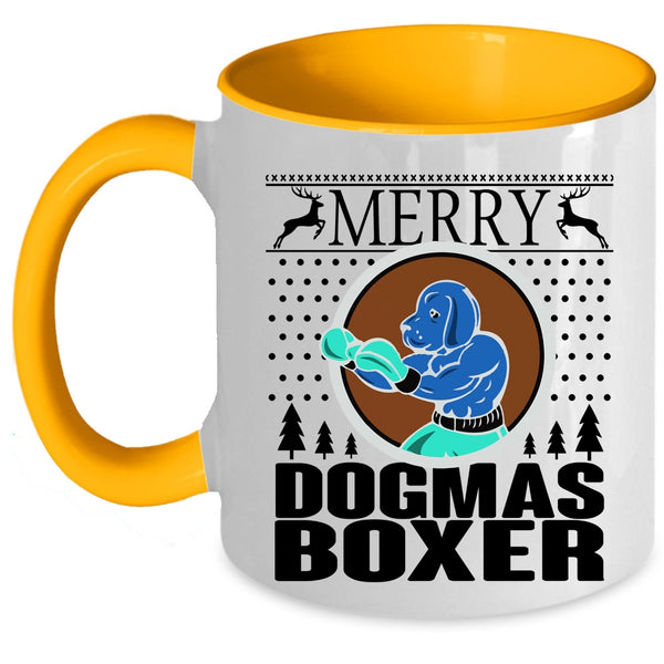 Christmas Gift For Son Coffee Mug, Merry Dogmas Boxer Accent Mug