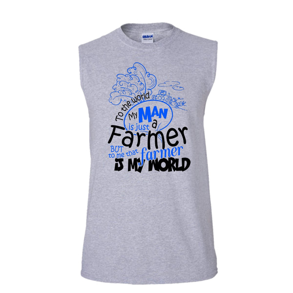 My Man Just A Farmer T Shirt, Coolest Farmer T Shirt, Awesome t-shirts (Men's Cotton Sleeveless)