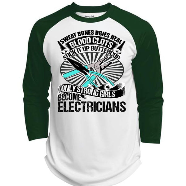 Only Strong Girls Become Electricians T Shirt, I Love Electrician T Shirt, Awesome T-Shirts  (Polyester Game Baseball Jersey)