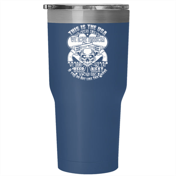 This Is The USA Tumbler 30 oz Stainless Steel, We Speak English We Love Freedom Travel Mug