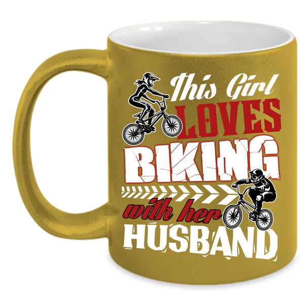 This Girl Loves Biking With Her Husband Coffee Mug, Gift For Wedding Coffee Cup