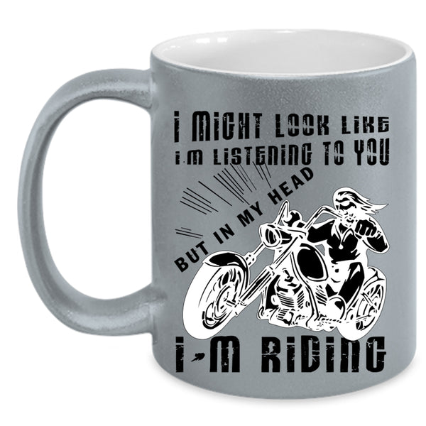 Cool Gift For Biker Coffee Mug, In My Head I'm Riding Accent Mug