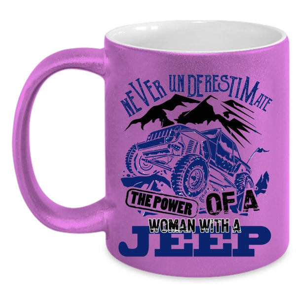 Beautiful Lady Coffee Mug, The Power Of A Woman With A Jeep Accent Mug