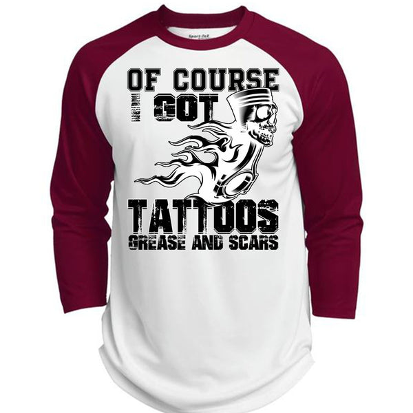 I Got Tattoos Grease T Shirt, Being A Mechanic T Shirt, Awesome T-Shirts  (Polyester Game Baseball Jersey)