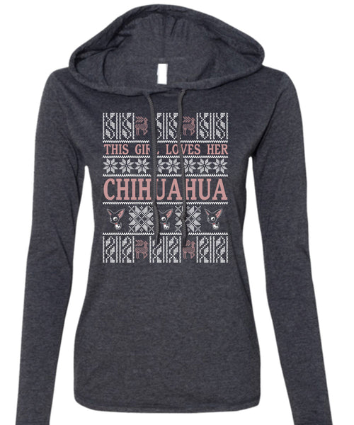 This Girl Loves Her Chihuahua T Shirt, This Girl Loves Christmas T Shirt (Anvil Ladies Ringspun Hooded)