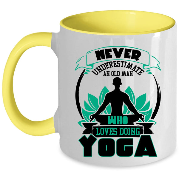 Cool Grandpa Coffee Mug, An Old Man Loves Doing Yoga Accent Mug