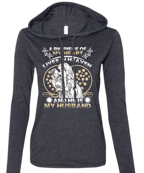 He Is My Husband T Shirt, Lives In Heaven T Shirt (Anvil Ladies Ringspun Hooded)
