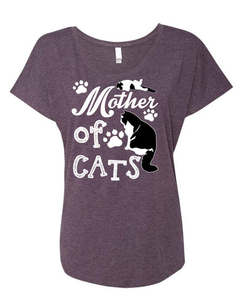 Mother Of Cats T Shirt, My Favorite T Shirt, Cool Shirt (Ladies' Triblend Dolman Sleeve)