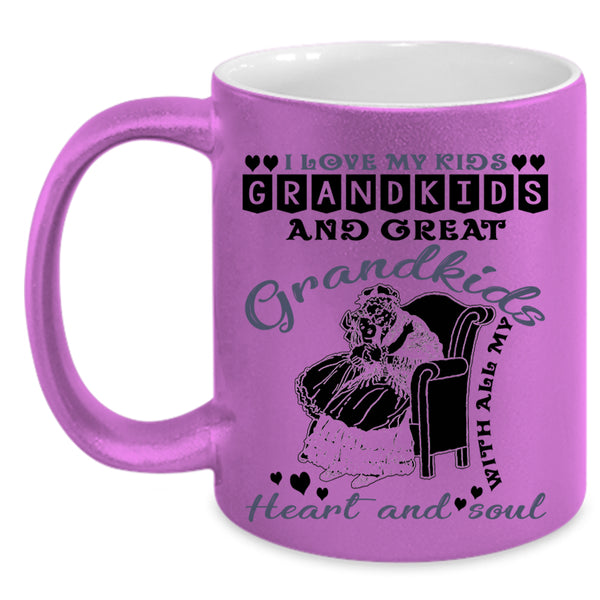 Grandkids And Great Grandkids Coffee Mug, I Love My Kids Accent Mug