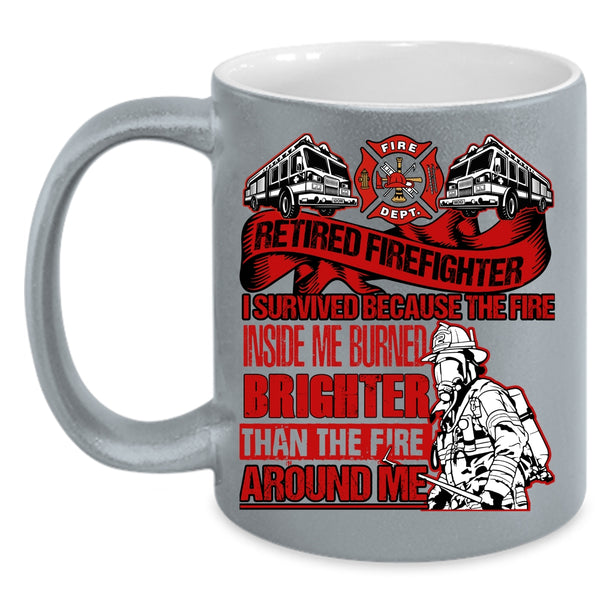 Retired Firefighter Coffee Mug, Awesome Gift For Grandfather Coffee Cup