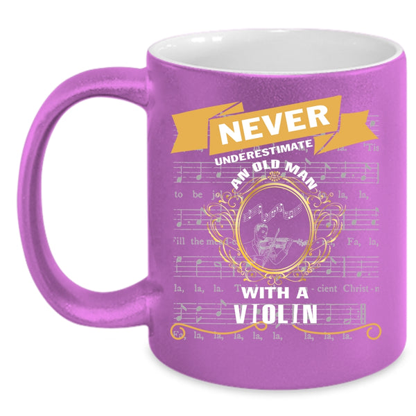 An Old Man With A Violin Coffee Mug, Cool Grandfather Coffee Cup