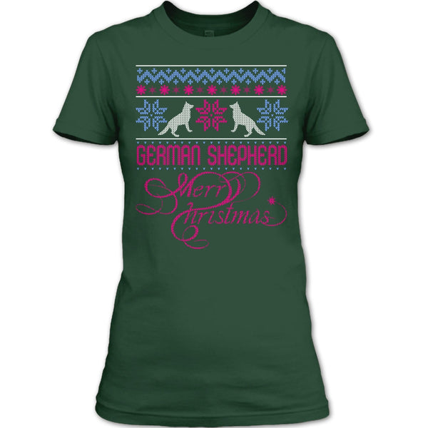 German Shepherd T Shirt, Merry Christmas T Shirt