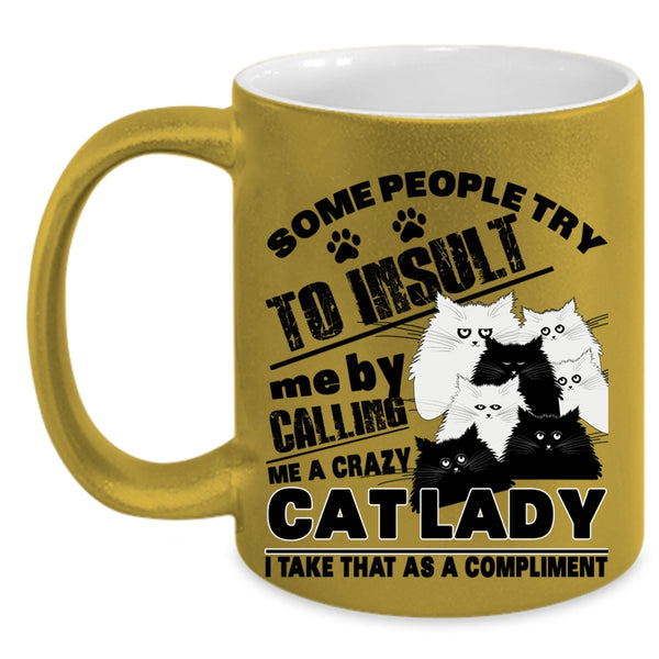 Cute Cat Lovers Coffee Mug, Crazy Cat Lady Accent Mug