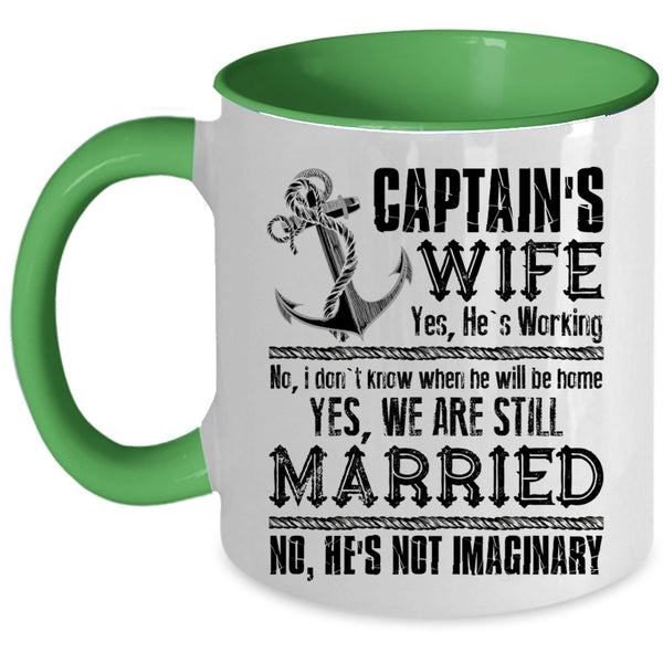 Cool Just Married Coffee Mug, Captain's Wife Accent Mug