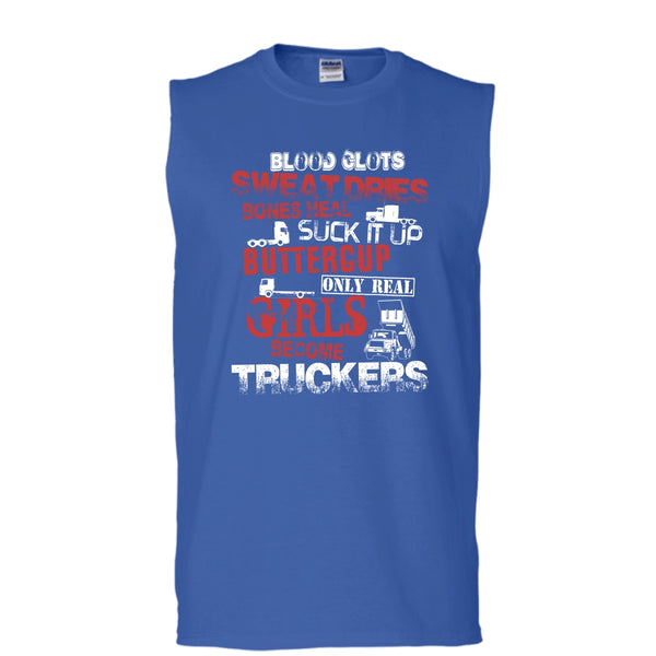 Only Rel Girls Become Truckers T Shirt, Coolest Trucker T Shirt, Cool T Shirt (Men's Cotton Sleeveless)