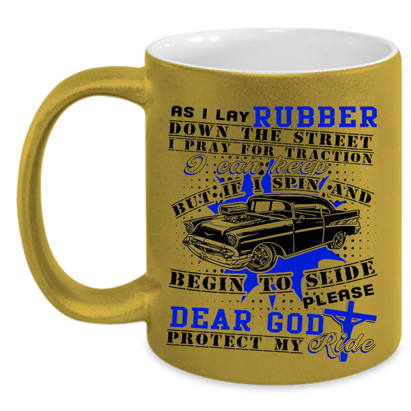 Awesome Riding Coffee Mug, Dear God Protect My Ride Accent Mug