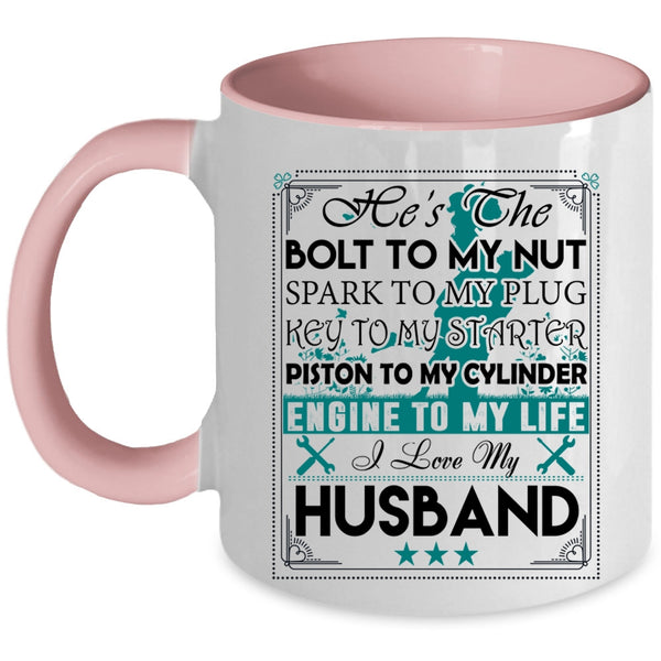 Cute Gift For My Wife Coffee Mug, I Love My Husband Accent Mug