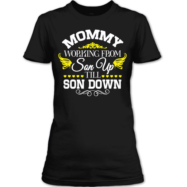 A black t-shirt with the shopify logo