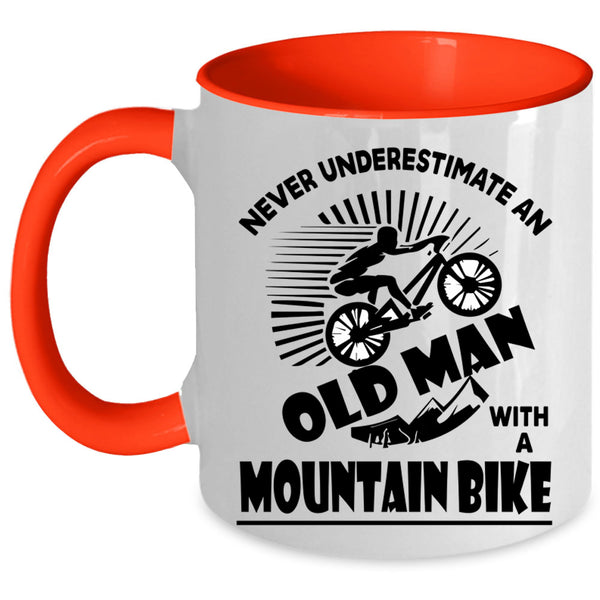 Cool Grandpa Coffee Mug, Old Man With A Mountain Bike Accent Mug