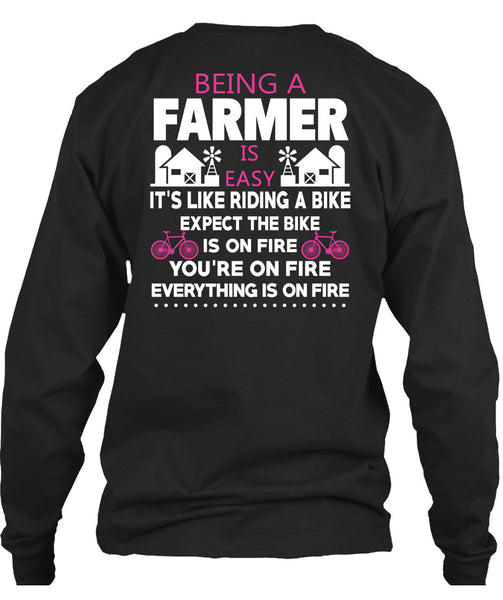 Being A Farmer Is Easy T Shirt, It's Like Riding A Bike T Shirt