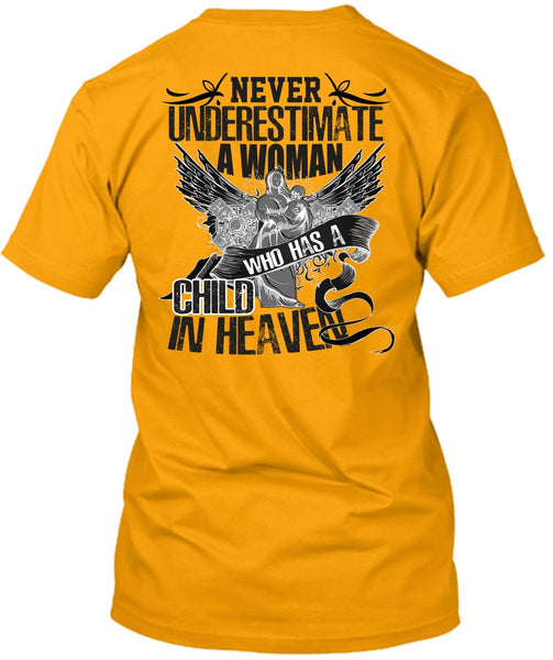 Woman Who Has A Child In Heaven T Shirt, I Love Mom T Shirt