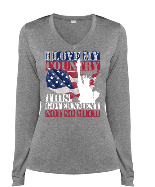 I Love My Country T Shirt, Being A Veteran T Shirt, Cool Shirt (Ladies LS Heather V-Neck)