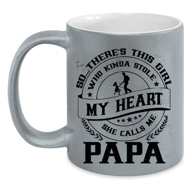 She Calls Me Papa Coffee Mug, This Girl Kinda Stole My Heart Accent Mug