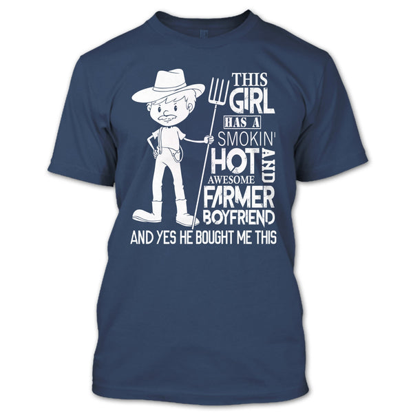 Awesome Farmer Boyfriend T Shirt, Coolest Farmer's Girlfriend T Shirt