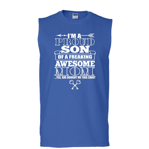 I'm A Proud Son T Shirt, Freaking Awesome Mom T Shirt, Cool T Shirt (Men's Cotton Sleeveless)