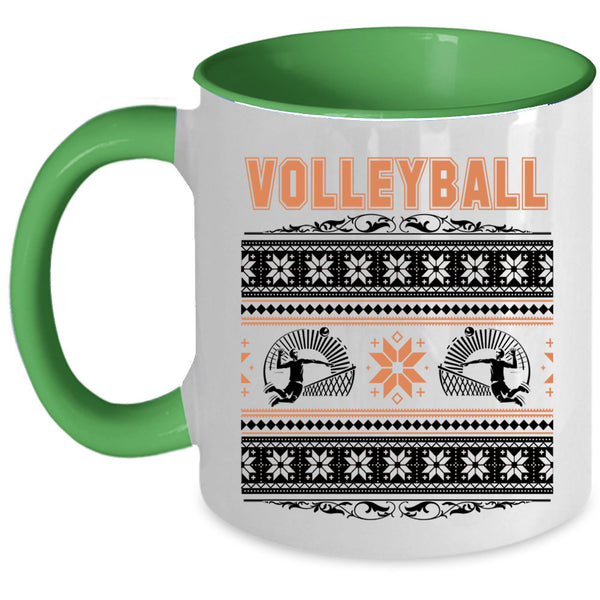 Christmas Family Holiday  Coffee Mug, Volleyball Accent Mug