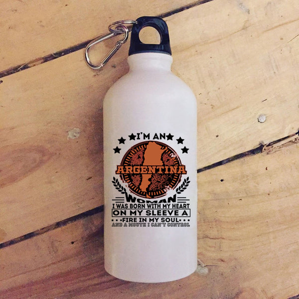 I Am An Argentina Woman 20 oz Stainless Steel Bottle,Beautiful Lady Outdoor Sports Water Bottle