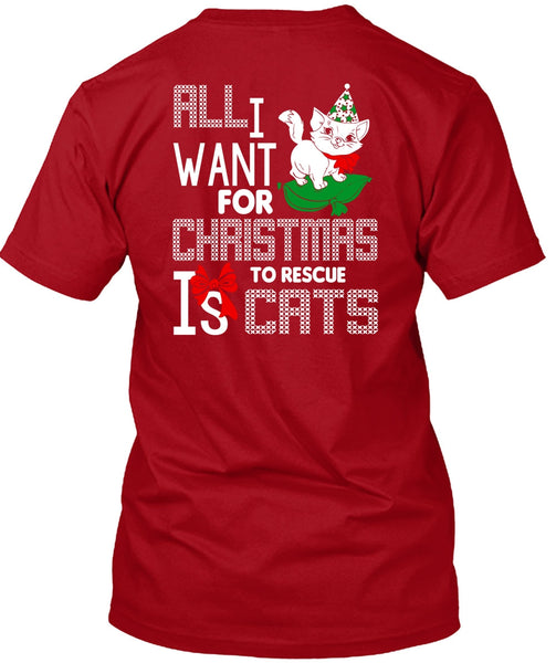All I Want For Christmas To Rescue Is Cats T Shirt, Pet My Cat T Shirt
