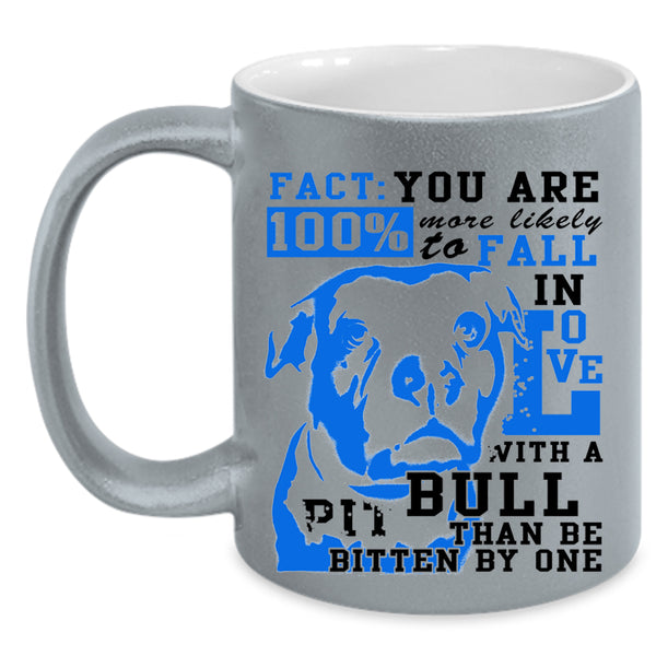 Cute Dogs Coffee Mug, Fall In Love With A Pit Bull Accent Mug