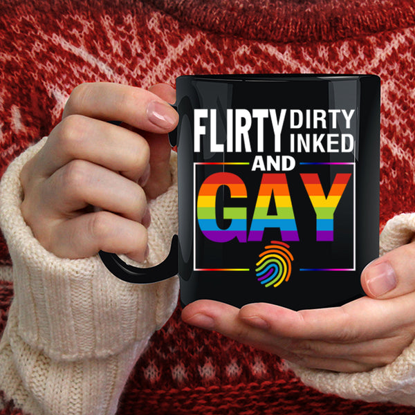 Flirty Dirty Inked And Gay Coffee Mug, Gift For Gay Coffee Cup