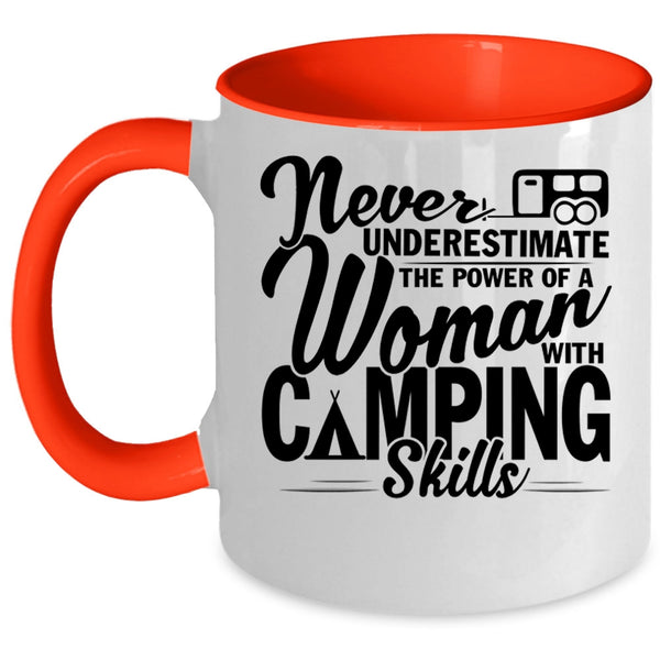 Outdoor Coffee Mug, The Power Of A Woman With Camping Skills Accent Mug