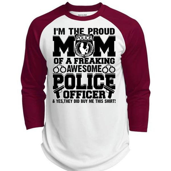 I'm The Proud Police Mom T Shirt, Police Officer T Shirt, Awesome T-Shirts  (Polyester Game Baseball Jersey)