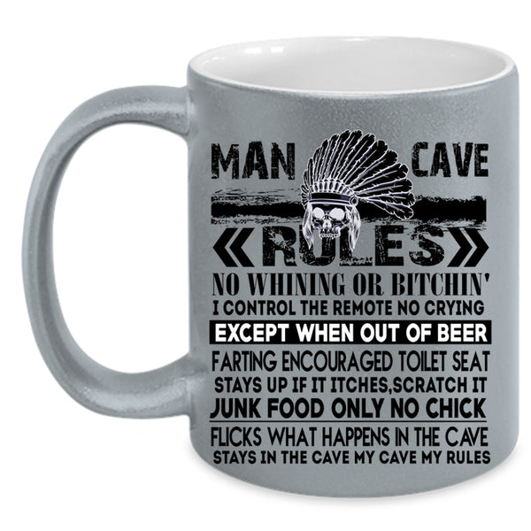 My Funny Husband Coffee Mug, Man Cave Rules Accent Mug